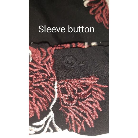 Daniel Rainn Top Blouse Womens LARGE BOHO Intricate Floral Embroidery Black - Picture 16 of 16